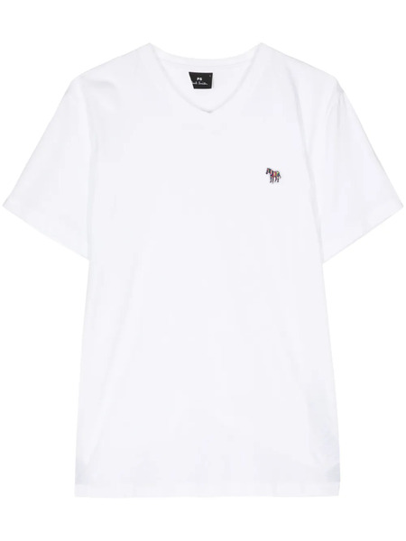  Ps Paul Smith Zebra-patch Organic-cotton T-shirt - White 