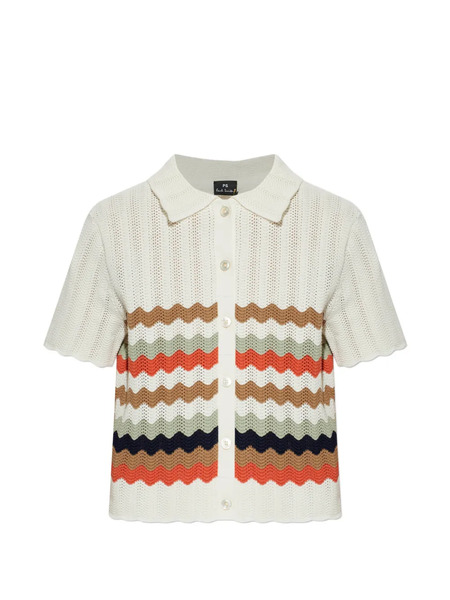  Ps Paul Smith Zigzag-pattern Crochet Shirt - Neutrals 