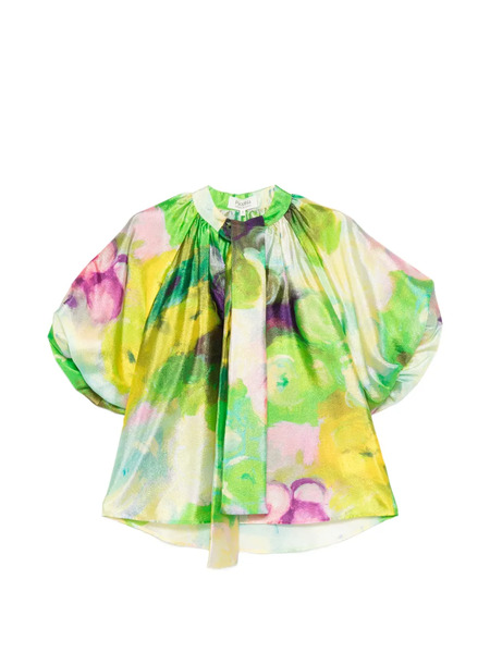  Psophia Floral Tie-neck Blouse - Green 