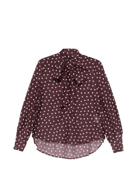  Psophia Polka-dot Tie Blouse - Brown 