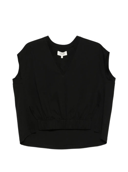  Psophia V-neck Gathered T-shirt - Black 