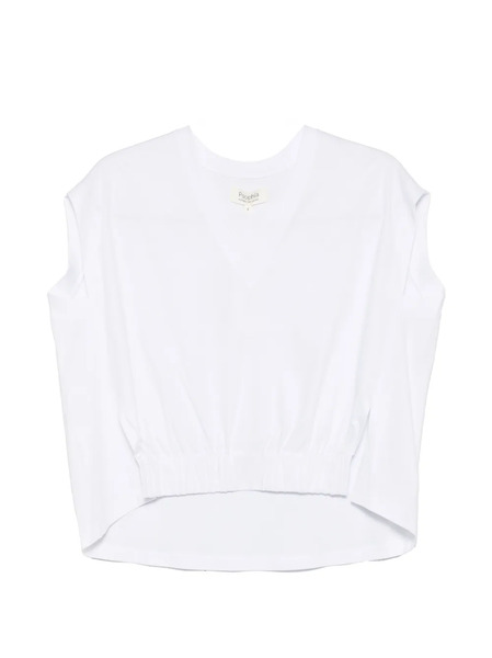  Psophia V-neck Gathered T-shirt - White 