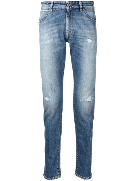  Pt Torino Distressed Slim-cut Jeans - Blue 