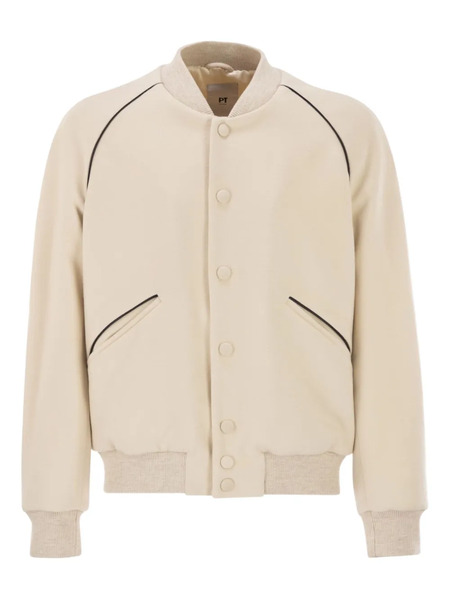  Pt Torino Piped-trim Bomber Jacket - Neutrals 
