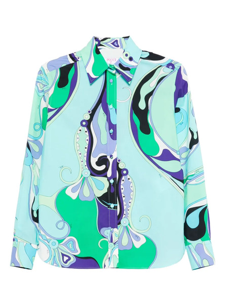  Pucci Abstract-print Cotton Shirt - Blue 