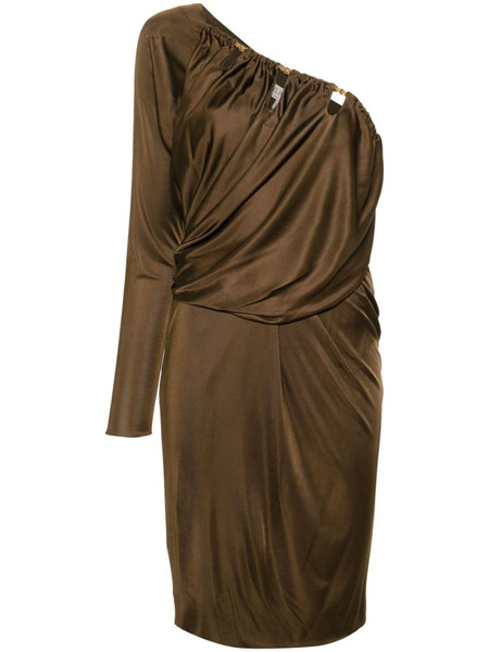  Pucci Asymmetric Draped Midi Dress - Brown 