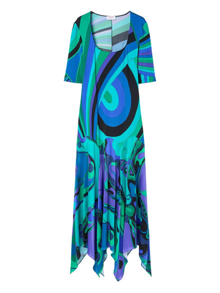  Pucci Asymmetric-hem Maxi Dress - Blue 