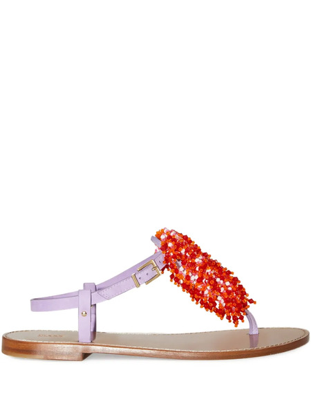  Pucci Beaded Leather Sandals - Brown 