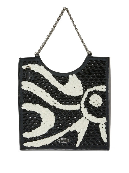  Pucci Embroidered Fold Tote Bag - Black 
