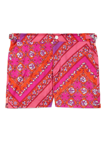  Pucci Floral-patterned Diagonal-stripe Swim Shorts - Pink 