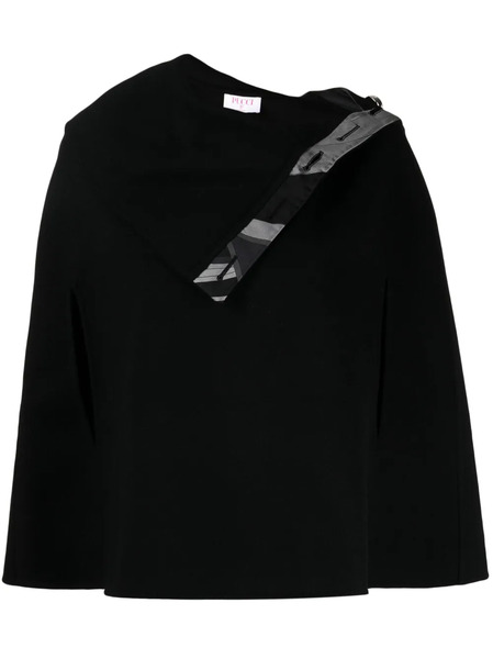  Pucci Folded-edge Knitted Poncho - Black 