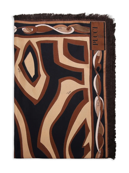  Pucci Fringed Abstract-pattern Scarf - Black 