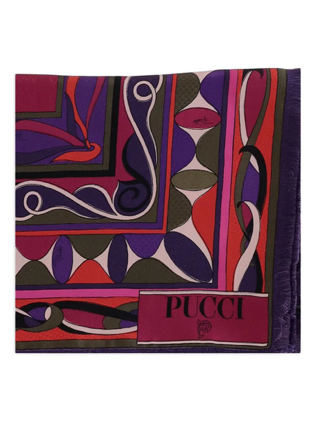  Pucci Geometric-print Frayed Scarf - Purple 