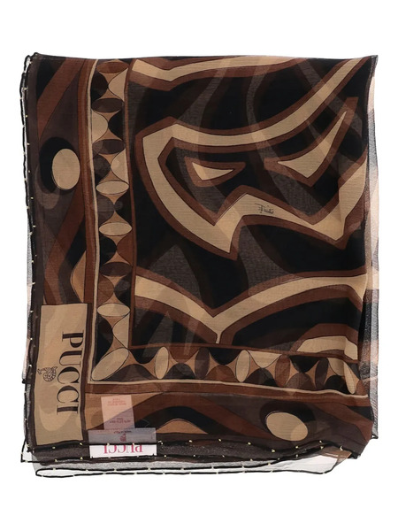  Pucci Geometric-print Silk Scarf - Brown 