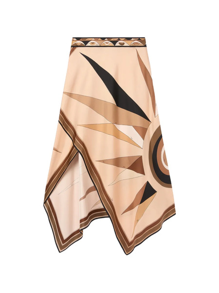  Pucci Hawaii-print Asymmetrical Skirt - Neutrals 