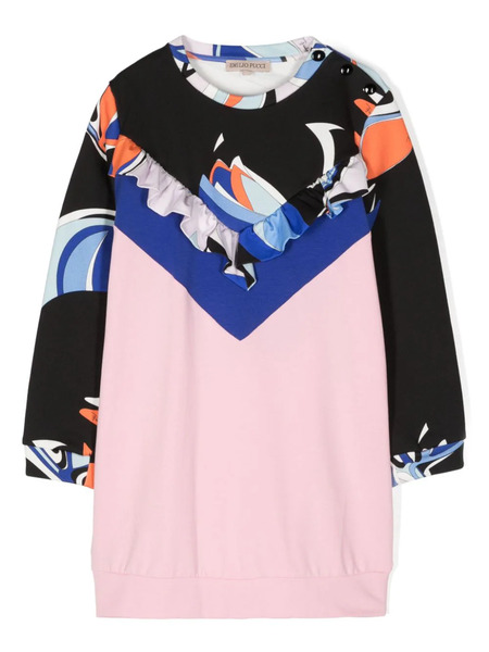  Pucci Junior Abstract-print Cotton-blend Dress - Black 