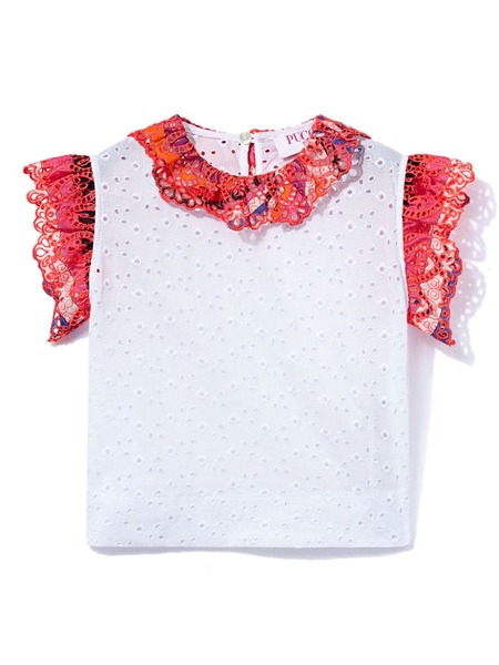  Pucci Junior Broderie-anglaise Cotton Blouse - White 