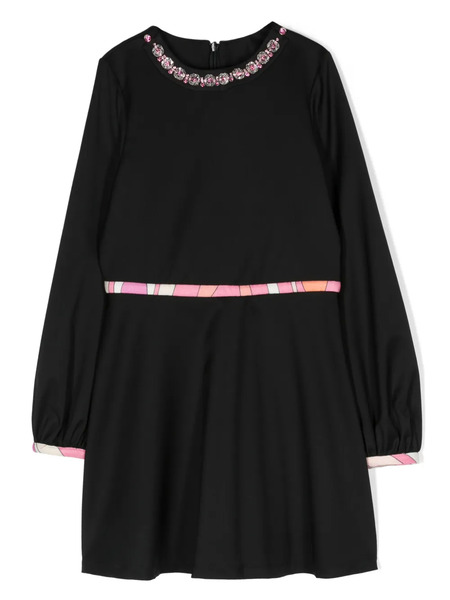  Pucci Junior Crystal-embellished Wool Dress - Black 