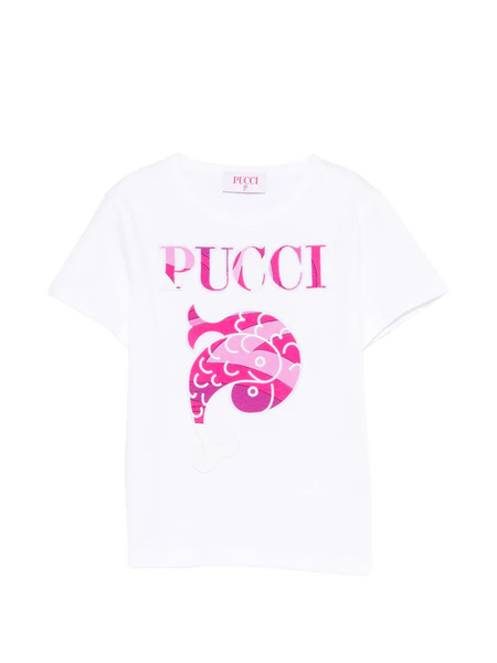  Pucci Junior Fish Graphic T-shirt - White 
