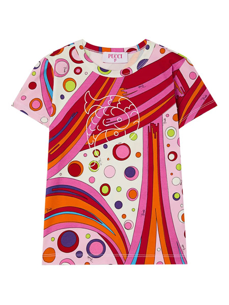  Pucci Junior Fontane-patterned Short-sleeves T-shirt - White 
