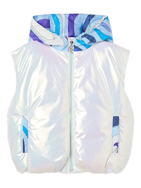  Pucci Junior Holographic-effect Down Gilet - White 