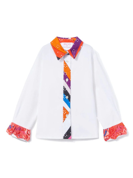  Pucci Junior Iride-print Poplin Shirt - White 