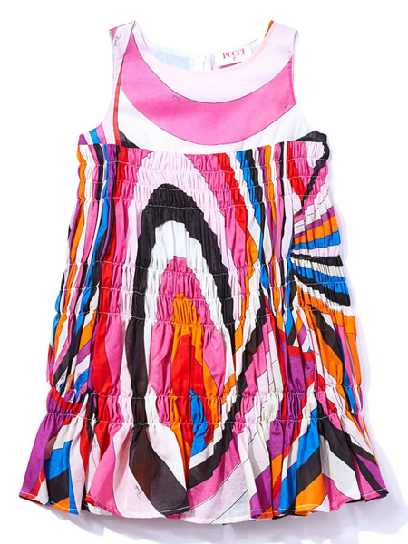  Pucci Junior Iride-print Smocked Dress - Pink 