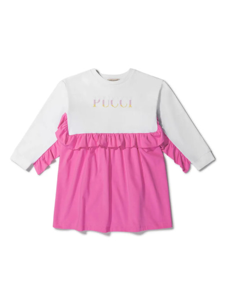  Pucci Junior Logo-print Ruffled Dress - White 