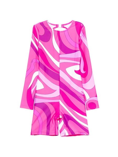  Pucci Junior Long-sleeved Patterned Swimsuit - Pink 