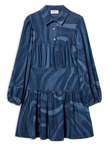 Pucci Junior Marmo-print Dress - Blue 