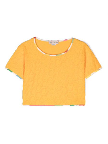  Pucci Junior Monogram-print Cotton T-shirt - Orange 