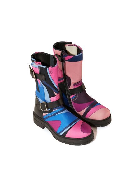  Pucci Junior Onde-print Boots - Blue 