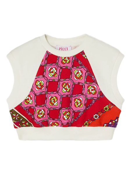  Pucci Junior Patchwork Crop Top - White 