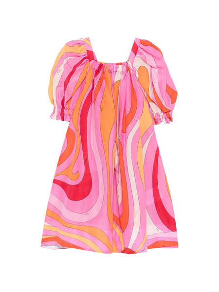  Pucci Junior Printed Puff-sleeve Dress - Pink 