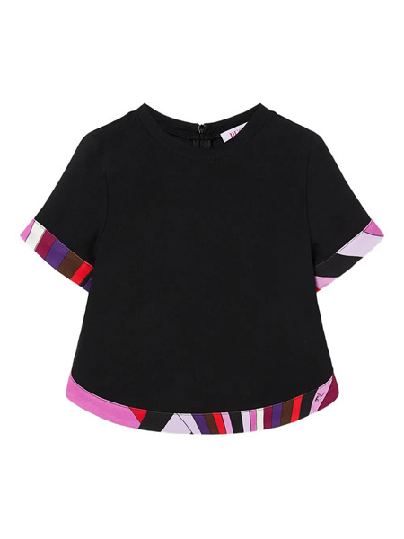  Pucci Junior Printed-trim Top - Black 
