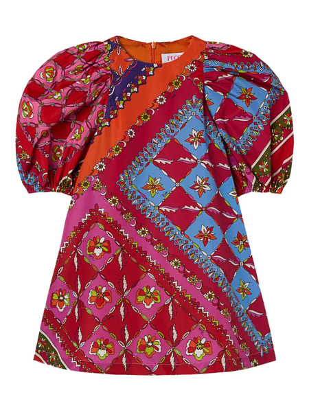  Pucci Junior Puff-sleeve Festa-print Dress - Red 