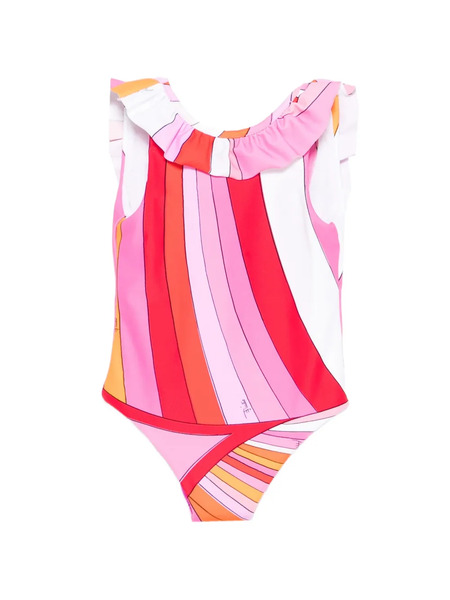  Pucci Junior Ruffled Patterned Swimsuit - Pink 