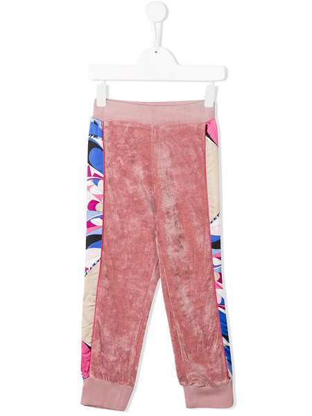  Pucci Junior Side Print Velvet Track Pants - Pink 