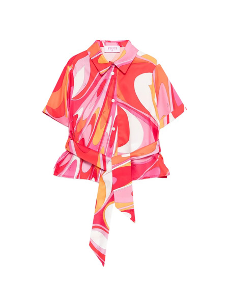  Pucci Junior Tie-waist Patterned Shirt - Pink 