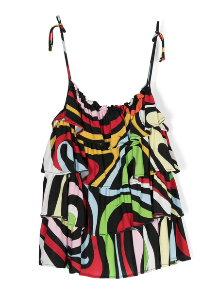  Pucci Junior Tiered Ruffle Top - Black 