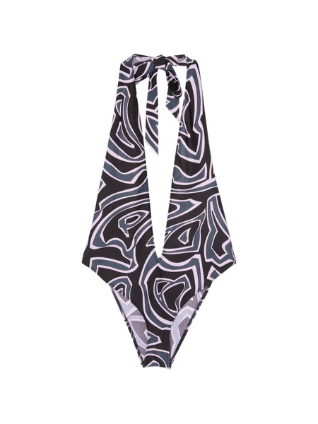  Pucci Labirinto-print Deep-neckline Swimsuit - Black 