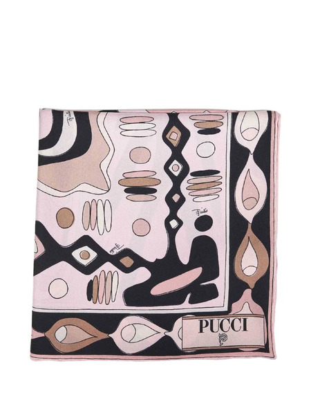  Pucci Lettering Striped Silk Scarf - Neutrals 