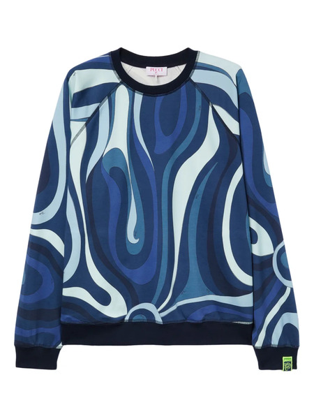  Pucci Marmo-print Fleece Sweatshirt - Blue 