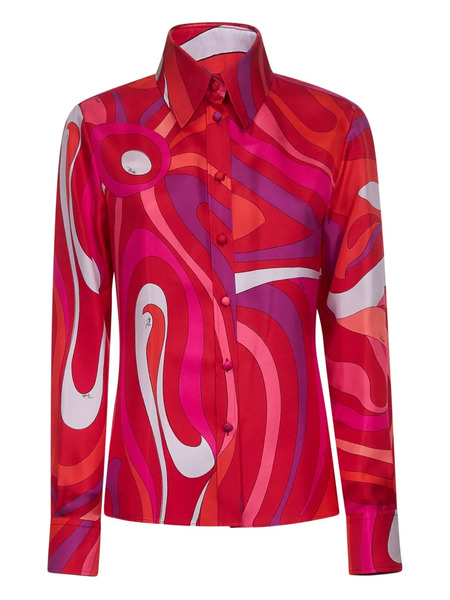  Pucci Marmo-print Shirt - Red 