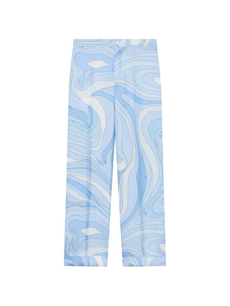  Pucci Marmo-print Silk Pants - Blue 