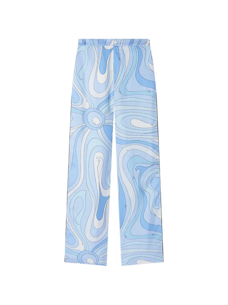  Pucci Marmo-print Silk Trousers - Blue 