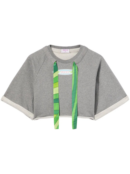  Pucci Melange-effect Cropped Top - Grey 