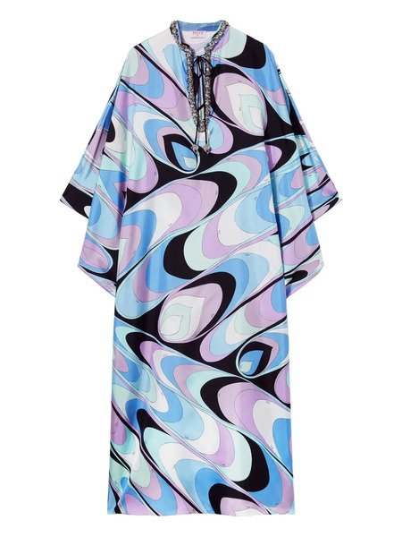 Pucci Onde-print Silk-twill Kaftan - Blue 