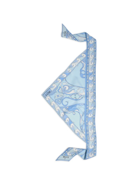 Pucci Orchidee-print Silk Triangle Scarf - Blue 