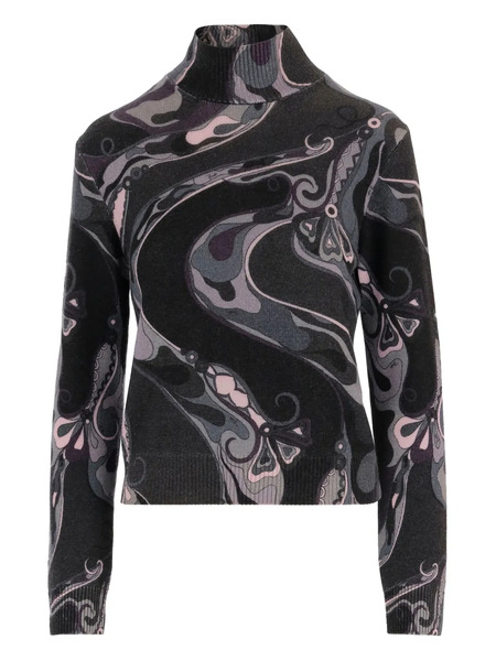  Pucci Orchidee-print Wool Sweater - Black 